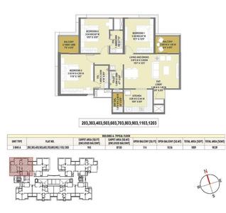 Image of 1160 Sq.ft 3 BHK Apartment / Flat for sale in Rahul Downtown, Punawale, Pune for Rs. 13500000