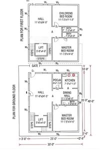Floor Plan Image of 3000 Sq.ft 3 BHK Independent House for sale in Thumukunta Secunderabad for Rs. 12900000