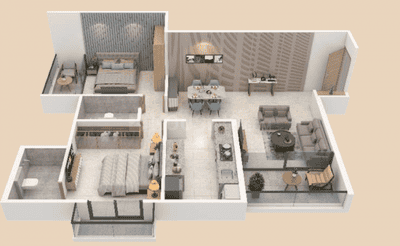 Image of 1068 Sq.ft 2 BHK Apartment / Flat for sale in Elina Liva, Mohammed Wadi, Pune for Rs. 9500000