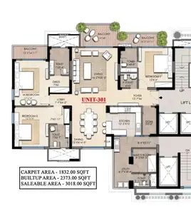 Image of 3018 Sq.ft 3 BHK Apartment / Flat for sale in Omaxe The Resort, Arjunganj, Lucknow for Rs. 20522400