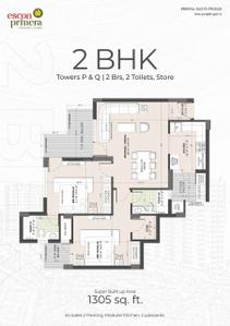 Image of 1305 Sq.ft 2 BHK Apartment / Flat for sale in Escon Primera Phase 1, PR7 Airport Road, Zirakpur for Rs. 10035000