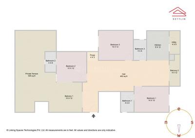 Image of 1785 Sq.ft 3 BHK Apartment / Flat for sale in K R Puram, Bengaluru for Rs. 29800000
