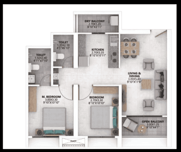 Image of 934 Sq.ft 2 BHK Apartment / Flat for sale in Ganga Asmi, Wakad, Pune for Rs. 8500000