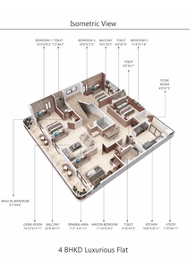 Floor Plan Image of 2400 Sq.ft 4 BHK Apartment / Flat for sale in Pratap Nagar Nagpur for Rs. 15600000