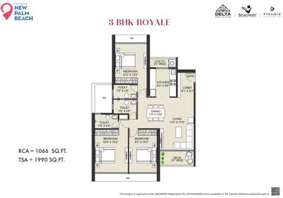 Image of 1150 Sq.ft 2 BHK Apartment / Flat for sale in Bhagwati Celestria, Airoli, Navi Mumbai for Rs. 21900000