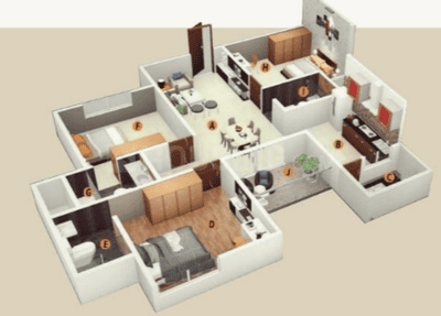 Image of 1576 Sq.ft 3 BHK Apartment / Flat for sale in Hoskote, Bengaluru for Rs. 14500000