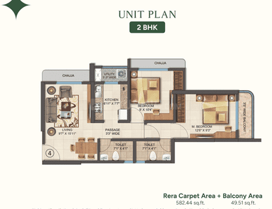 Floor Plan Image of 700 Sq.ft 2 BHK Apartment / Flat for sale in Thane West Thane for Rs. 8800000