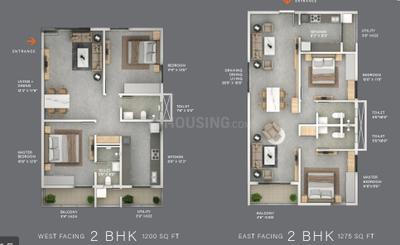 Floor Plan Image of 1275 Sq.ft 2 BHK Apartment / Flat for sale in The Line, Narsingi Hyderabad for Rs. 11092000