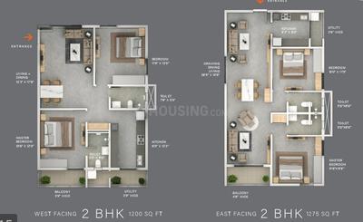 Floor Plan Image of 1350 Sq.ft 3 BHK Apartment / Flat for sale in The Line, Kokapet Hyderabad for Rs. 13300000