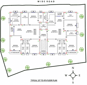 Floor Plan Image of 1850 Sq.ft 3.5 BHK Apartment / Flat for sale in Rasulgarh Bhubaneswar for Rs. 11000000