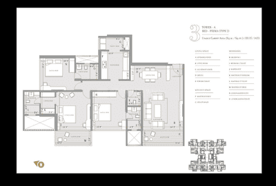Image of 2007 Sq.ft 3 BHK Apartment / Flat for sale in Kolte Patil 24K Manor Tower C, Pimple Nilakh, Pune for Rs. 26000000
