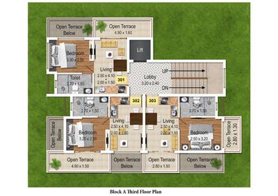 Floor Plan Image of 640 Sq.ft 1 BHK Apartment / Flat for sale in Pilerne Goa for Rs. 8600000