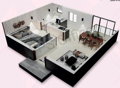 Living Room Image of 469 Sq.ft 1 BHK Apartment / Flat for sale in AK Pink Sapphire, Sembakkam Chennai for Rs. 2814000