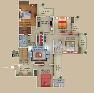 Image of 2275 Sq.ft 4 BHK Apartment / Flat for sale in Supertech Ecociti, Sector 137, Noida for Rs. 29900000