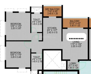 Image of 1020 Sq.ft 2 BHK Apartment / Flat for sale in Kothrud, Pune for Rs. 14000000