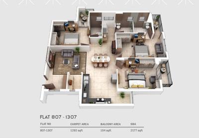 Image of 1600 Sq.ft 3 BHK Apartment / Flat for sale in Jharapada, Bhubaneswar for Rs. 12895000