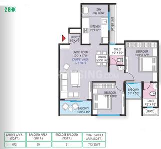Image of 1158 Sq.ft 2 BHK Apartment / Flat for sale in Maheshwaram Vrinda Phase 1, Ravet, Pune for Rs. 8500000