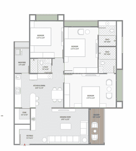 Image of 2367 Sq.ft 3 BHK Apartment / Flat for sale in Gota, Ahmedabad for Rs. 13500000