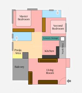 Image of 1205 Sq.ft 2 BHK Apartment / Flat for sale in New Karelibaug, Vadodara for Rs. 3050000