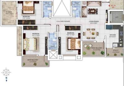 Image of 1198 Sq.ft 2 BHK Apartment / Flat for sale in KT Nagar, Nagpur for Rs. 5800000