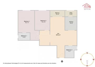 Image of 1308 Sq.ft 2 BHK Apartment / Flat for sale in Shriram Hebbal One by Shriram Properties, Hebbal, Bengaluru for Rs. 8360000