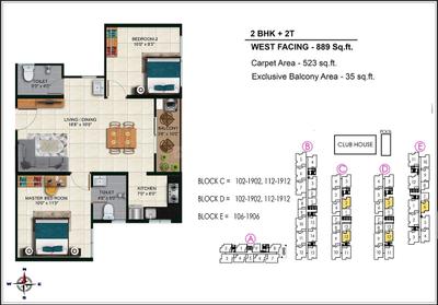 Image of 1125 Sq.ft 3 BHK Apartment / Flat for sale in Urbanrise Spring Tide, Mahindra World City, Chennai for Rs. 7500000