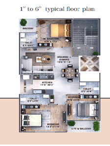 Image of 1500 Sq.ft 3 BHK Apartment / Flat for sale in Manish Nagar, Nagpur for Rs. 7500000