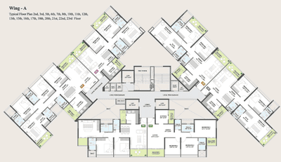 Image of 1545 Sq.ft 3 BHK Apartment / Flat for sale in Osian Almanova Phase 1, Mundhwa, Pune for Rs. 16700000