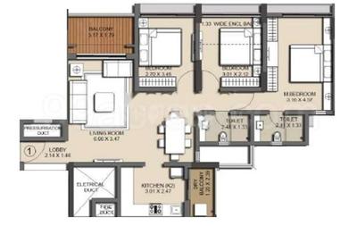 Image of 1362 Sq.ft 2.5 BHK Apartment / Flat for sale in Pride Platinum, Baner, Pune for Rs. 18000025