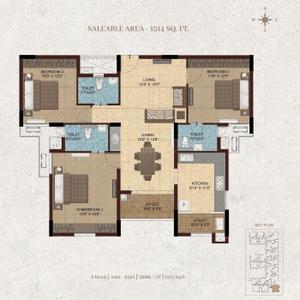 Image of 985 Sq.ft 2 BHK Apartment / Flat for sale in Lifestyle Le Palais, Moulivakkam, Chennai for Rs. 11500000