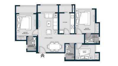 Floor Plan Image of 1050 Sq.ft 2 BHK Apartment / Flat for sale in MICL Aaradhya Highpark Project 1 Of Phase I, Mira Road East Mira Bhayandar for Rs. 12500000