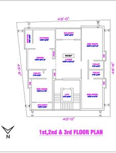 Floor Plan Image of 1618 Sq.ft 3 BHK Apartment / Flat for sale in Nanganallur Chennai for Rs. 19414382