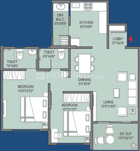 Image of 1013 Sq.ft 2 BHK Apartment / Flat for sale in Shree Nivasa Elevia Phase II, Mundhwa, Pune for Rs. 7000000