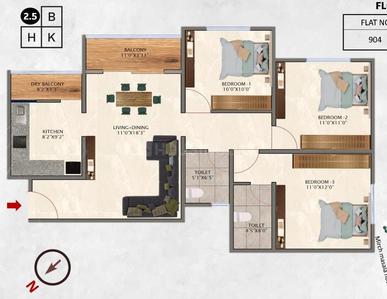 Image of 2550 Sq.ft 3 BHK Apartment / Flat for sale in Associated Silvenia, Kothrud, Pune for Rs. 27000000