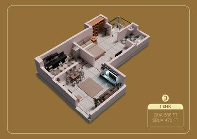 Floor Plan Image of 476 Sq.ft 1 BHK Apartment / Flat for sale in Hatigaon Guwahati for Rs. 2800000