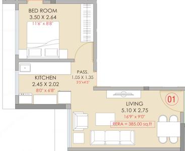 Image of 485 Sq.ft 1 BHK Apartment / Flat for sale in Shraddha Palladium, Vikhroli East, Mumbai for Rs. 8500000