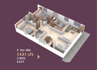 Image of 1431 Sq.ft 3 BHK Apartment / Flat for sale in GM Sri Sai Grand, NRI Layout, Bengaluru for Rs. 9500000