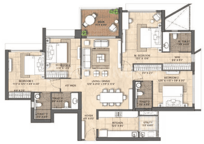 Image of 1400 Sq.ft 3 BHK Apartment / Flat for sale in Agripada, Mumbai for Rs. 59800000