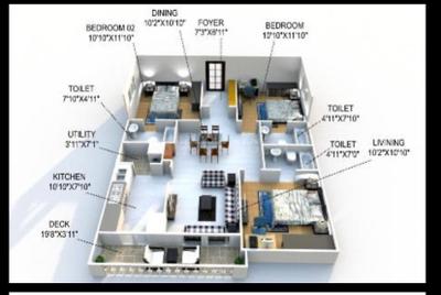 Image of 1470 Sq.ft 3 BHK Apartment / Flat for sale in Trident Galaxy, Kalinga Nagar, Bhubaneswar for Rs. 11500000