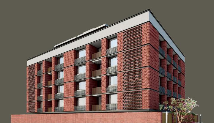 Olive Brick Home Elevation 1