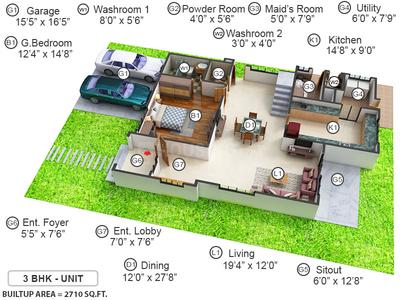 Prestige Oasis Ground Floor - 3D 1