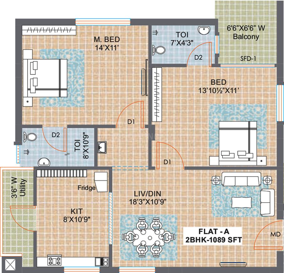 Riddhi Pebble Floor Plan Madhapur, Hyderabad