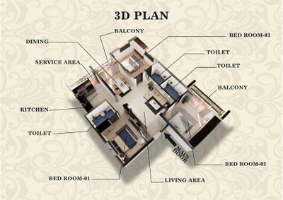 Image of 1100 Sq.ft 3 BHK Apartment / Flat for sale in Viva Vivify, Kodambakkam, Chennai for Rs. 24400000