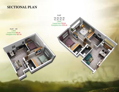 Image of 1206 Sq.ft 2.5 BHK Apartment / Flat for sale in Trinity Ashoka, Kalinga Nagar, Bhubaneswar for Rs. 7600000