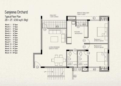 Image of 1950 Sq.ft 4.5 BHK Apartment / Flat for sale in Vedic Sanjeeva Orchard, New Town, Kolkata for Rs. 13000000