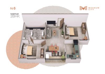 Image of 1068 Sq.ft 3 BHK Apartment / Flat for sale in TNCD Magnum City, Villankurichi, Coimbatore for Rs. 11000000