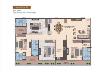 Image of 1705 Sq.ft 3 BHK Apartment / Flat for sale in The Urban Crest, Mansarovar, Jaipur for Rs. 9200000