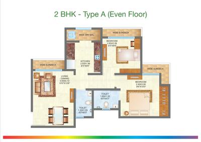 Image of 930 Sq.ft 2 BHK Apartment / Flat for sale in Raunak City Sector VI F2, Kalyan West, Kalyan for Rs. 5800000
