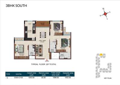 Image of 1079 Sq.ft 2 BHK Apartment / Flat for sale in Casagrand Estia, Tambaram East, Chennai for Rs. 6100000