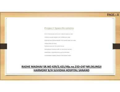 Image of 1323 Sq.ft 2 BHK Apartment / Flat for sale in Chetak Radhe Madhav, Sanand, Ahmedabad for Rs. 4100000